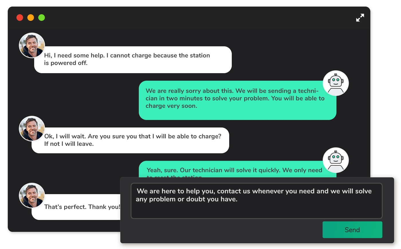 Customer support chat